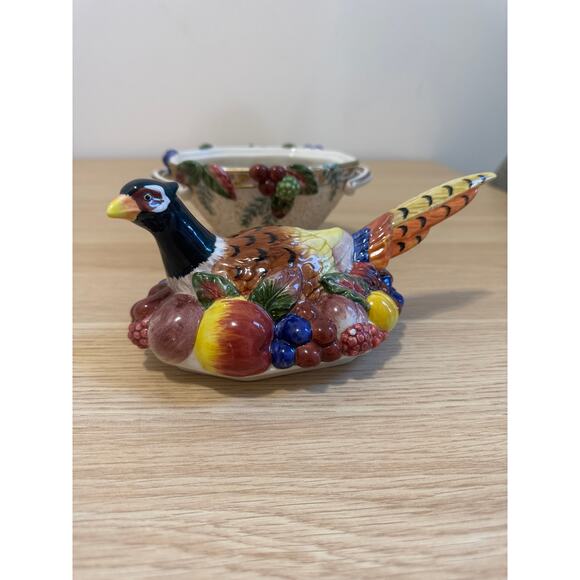 Fitz and Floyd Venezia Autumn Bounty Pheasant Tureen VINTAGE - Picture 8 of 8